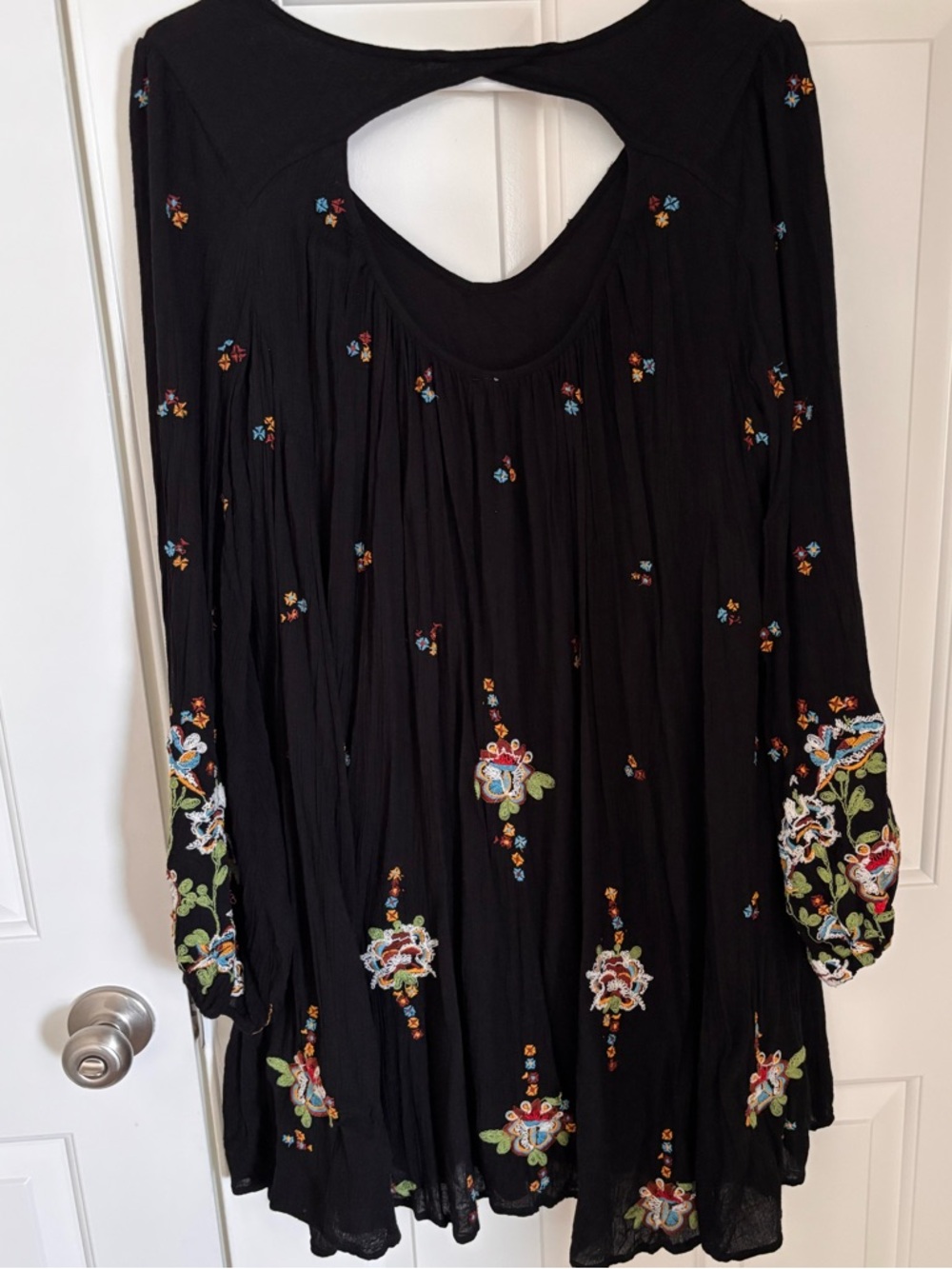 Free People Black Long-Sleeve Embroidered Swing Dress - Picture 2 of 5